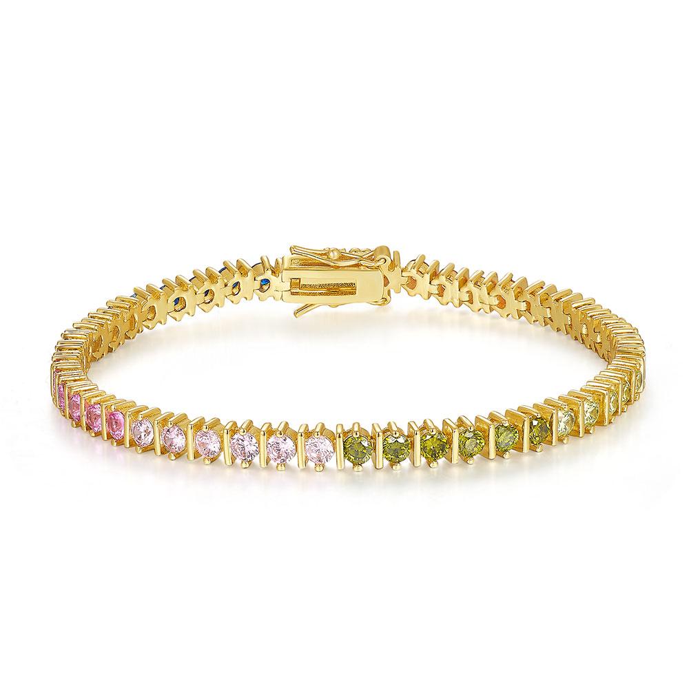 

Высококачественные ювелирные изделия Элегантный браслет с покрытием из золота 14 карат Многоцветные круглые браслеты с цирконием разноцветный