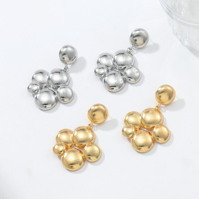 Geometric Dot Cutout Alloy Earrings Women Gold Fashion Minimalist Statement Jewelry 2025