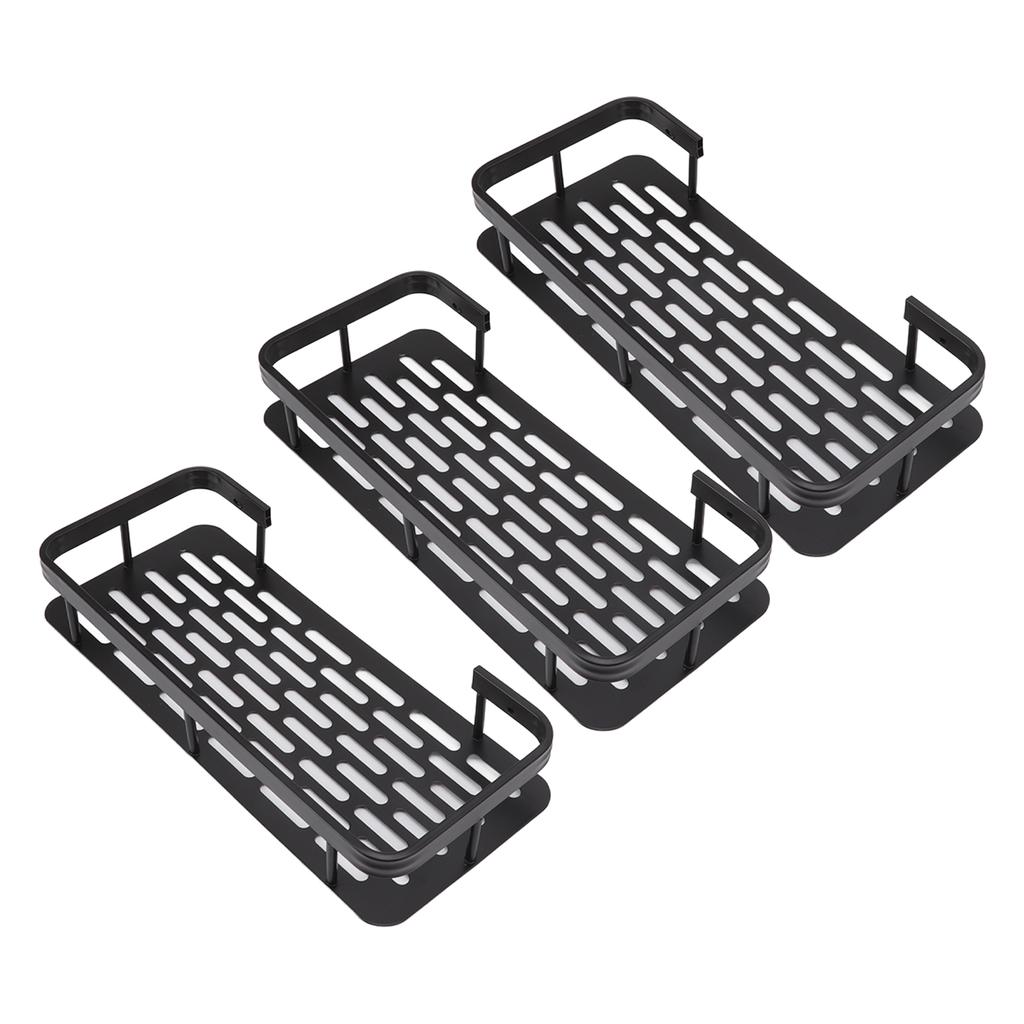 Shower Storage Rack 3 Layers Punch   Rectangle Aluminum Shower Shelf Basket for Home Bathroom