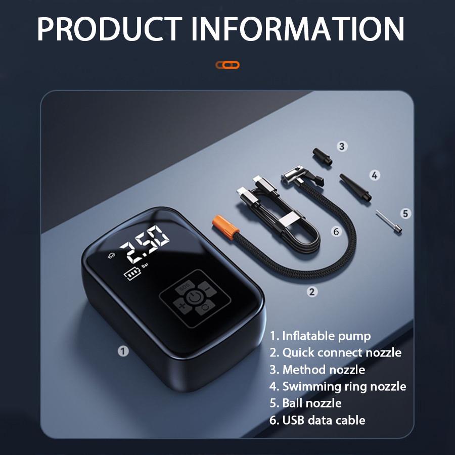 Small Portable Automatic Air Pump Electric Cars Tire Inflator Wireless Car Mounted Digital Display Inflation Pump