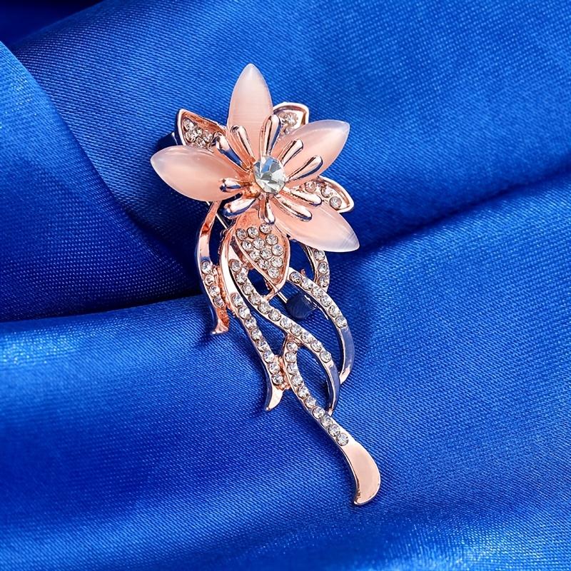 Elegant Vintage Rhinestone Orchid Brooch for Women - Sparkling Floral Pin - Intricate Scarves, Jackets, Dresses Weddings Parties Events, Flower Brooch