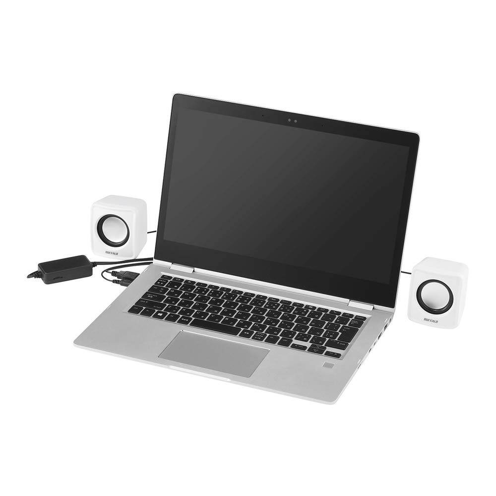 Buffalo BSSP105UWH PC USB Compact White Speakers, Powered, Size,