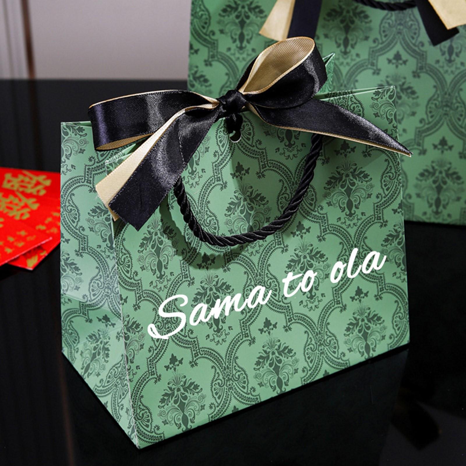 

Персонализированный узор Текст Зеленый узор Бумажный пакет Сумка для покупок Подарочный пакет A