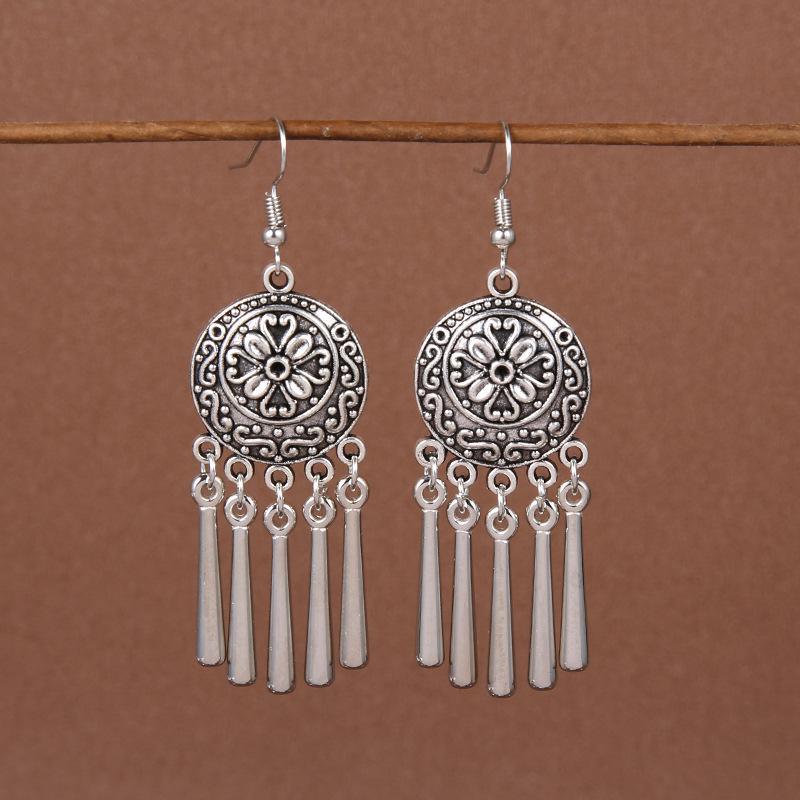 Vintage Chinese Tassel Earrings: Yunnan Dai Style with Tibetan Silver for Women