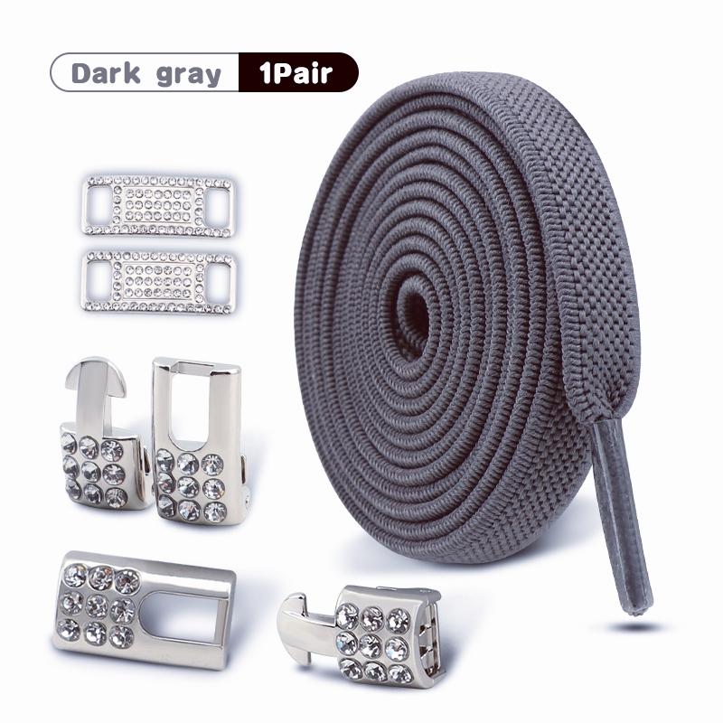 Silver Diamond buckle No Tie Shoe laces Elastic Laces Sneakers Tennis Shoelaces without ties Flat Shoelace for Shoes accessories
