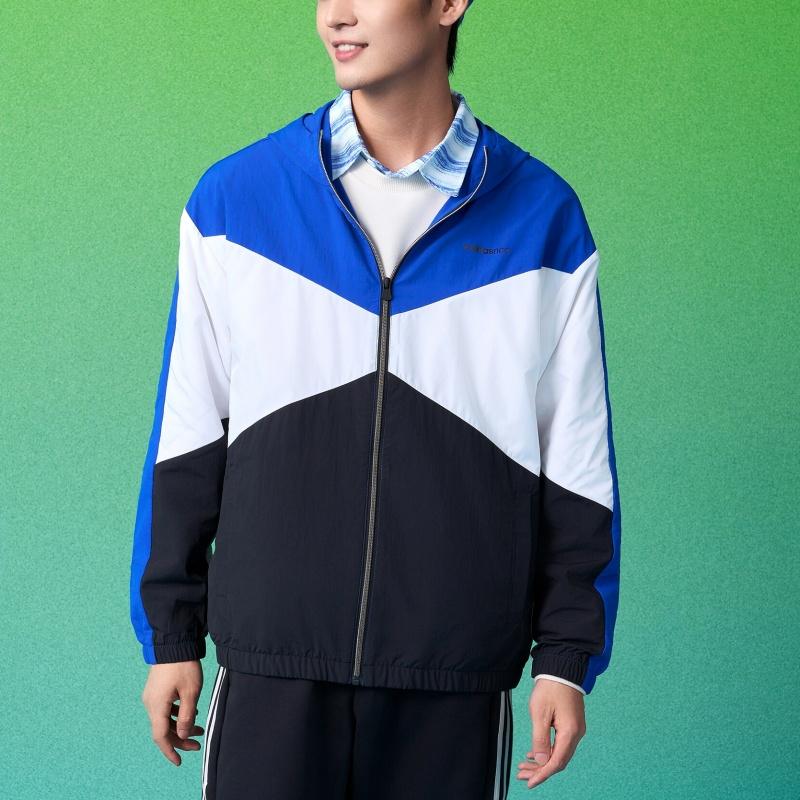 Adidas Neo Embroidered Logo Patchwork Color Block Hooded Jacket Men Jacket Blue GP5687