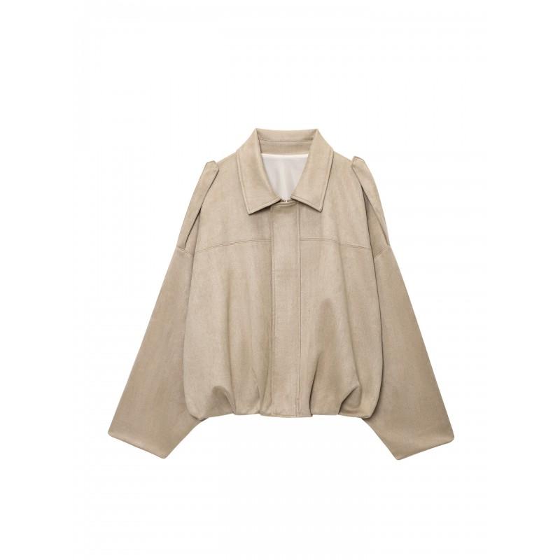 Giacca Blazer Sottile da Donna - Colore Unico Zip Up Streetwear Vestibilità Larga