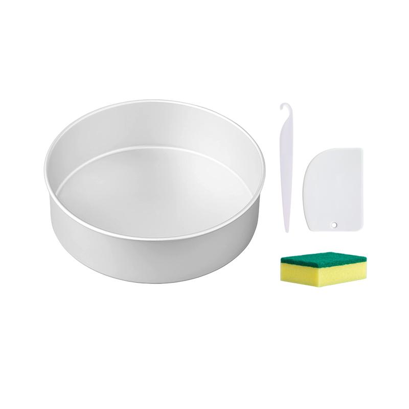 6/8/10/12 Inch Fixed Base Cake Pan/Tin Round Aluminum Bake Pan With Scrub Sponge Cake Scraper/Stripping Cheesecake Mould 10073