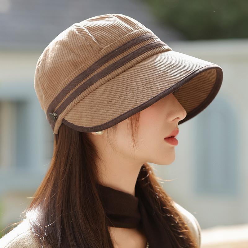 New Korean Version of Women's Autumn and Winter High end Warm Equestrian Hat with Big Brim Showing Face Small Versatile Baseball Cap
