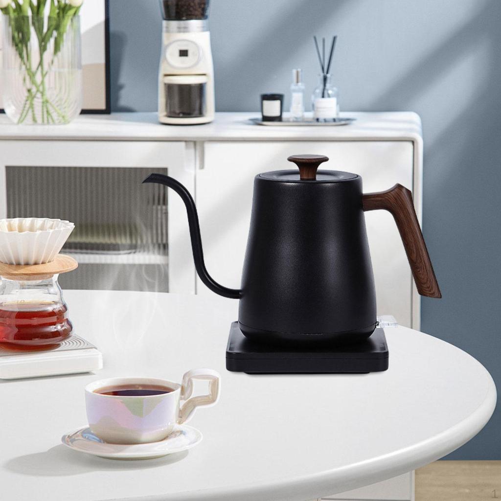Electric Kettle Stainless Steel for Brew Tea Boil Water Pour over Coffee Black Wood Grain