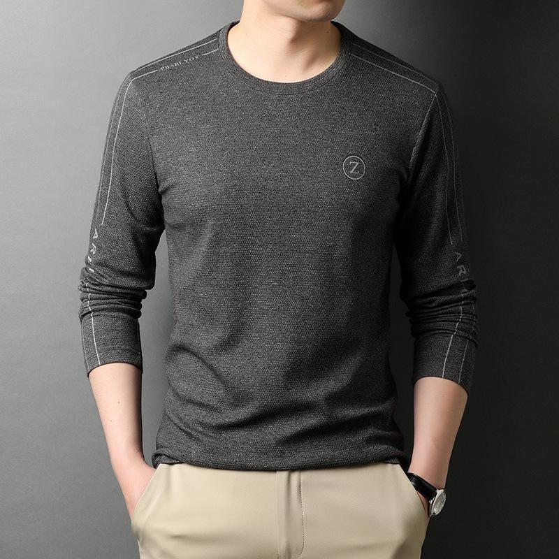 Primavera Nuovo Stile Coreano Stampa Trendy T-shirt da Uomo Moda Girocollo Base Manica Lunga T-shirt Top da Uomo