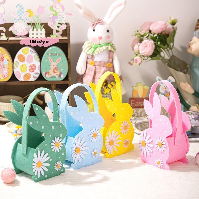 M-Candy Tote Bag Soft Felt Storage Basket Easter Gift Bag 3d Bunny Bag For Gifting Egg Hunt Easter Party