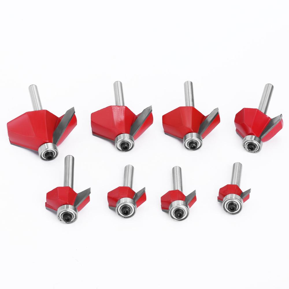 1/4" Shank 6-Pattern Beveled Lace & Round Head Woodworking Relief and Semi-Circular Knife Milling Trimmer.