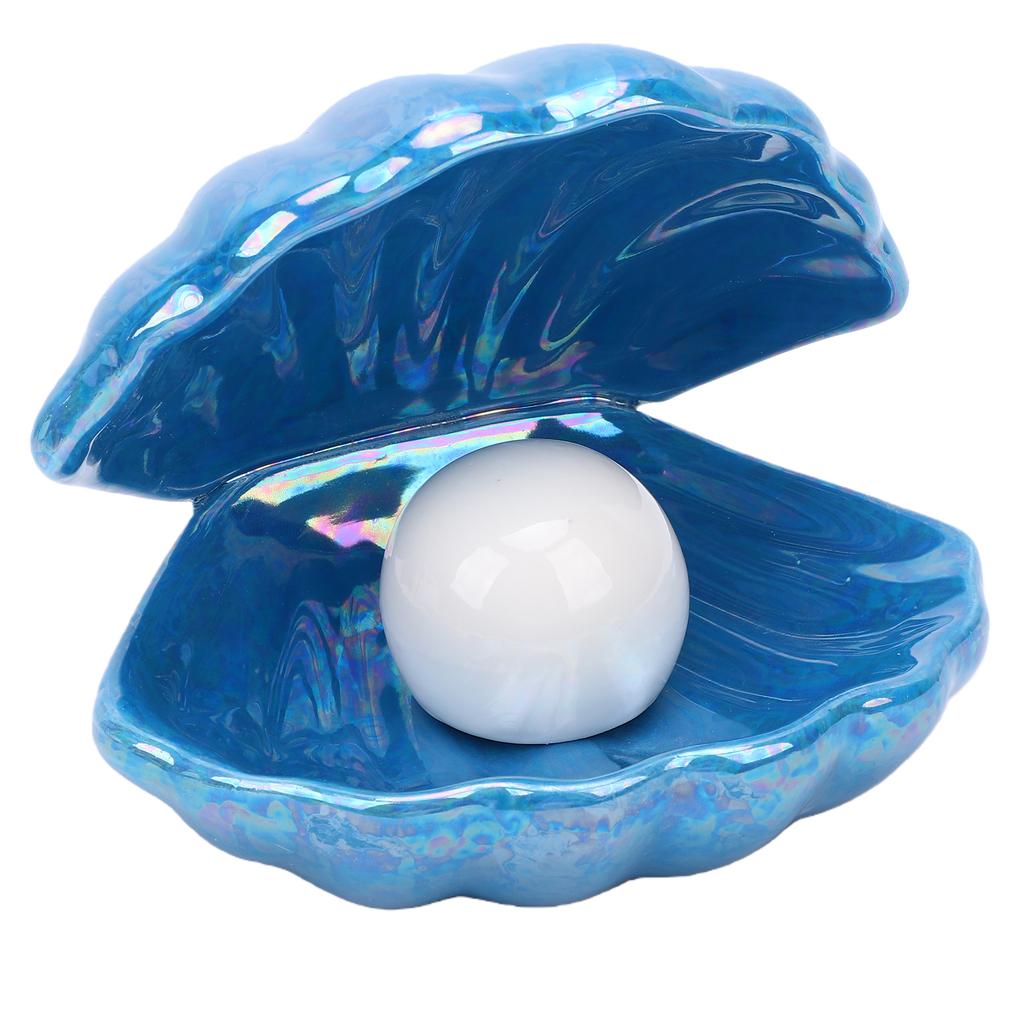 Shell Lamp Ornament Decorative Ceramic Pearl Shell Night Light Bedside LED Shell Light for Bedroom Living Room Vintage