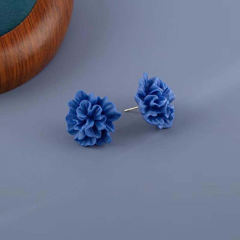 Orecchini a Lobo Fiori Blu in Resina per Donne Accessorio Gioiello Regali per Feste