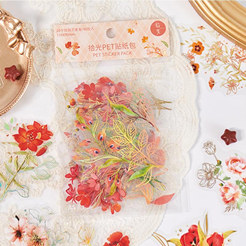 1-6Pcs/Bag Aesthetic Flower Stickers Pack Fresh Plant Hand Account Diy Material Decorative Stationery Stickers