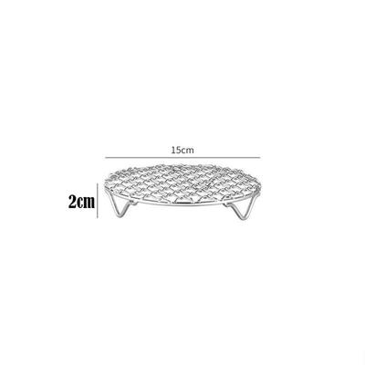 Durable Round Air Fryer Rack Stainless Steel Stackable Grid Grill with Foot BBQ Net Home Kitchen Oven Steamer Cooker