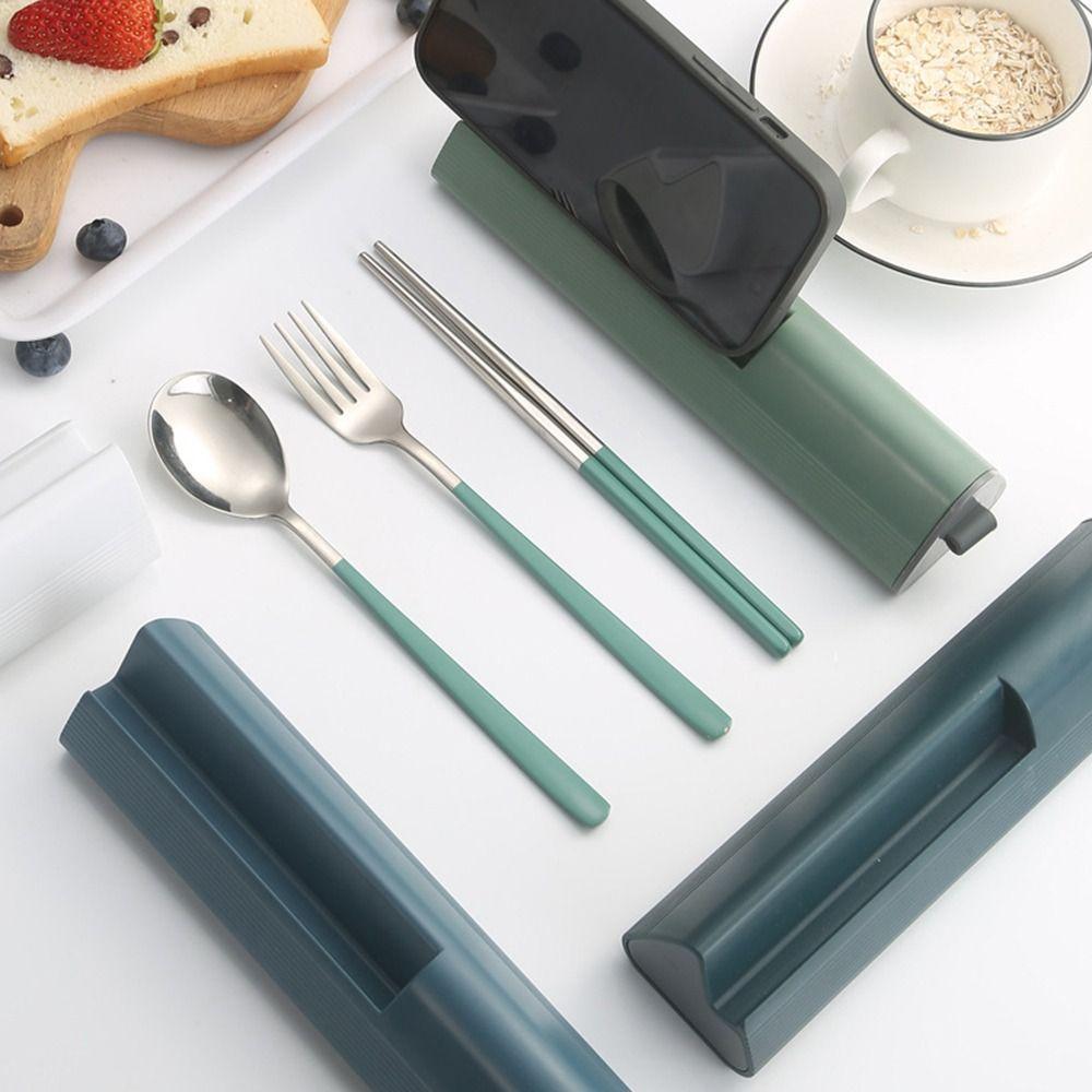 2/3Pcs 304 Stainless Steel Portable Cutlery Set Colorful Dinnerware Travel Utensils Set  Kitchen Use