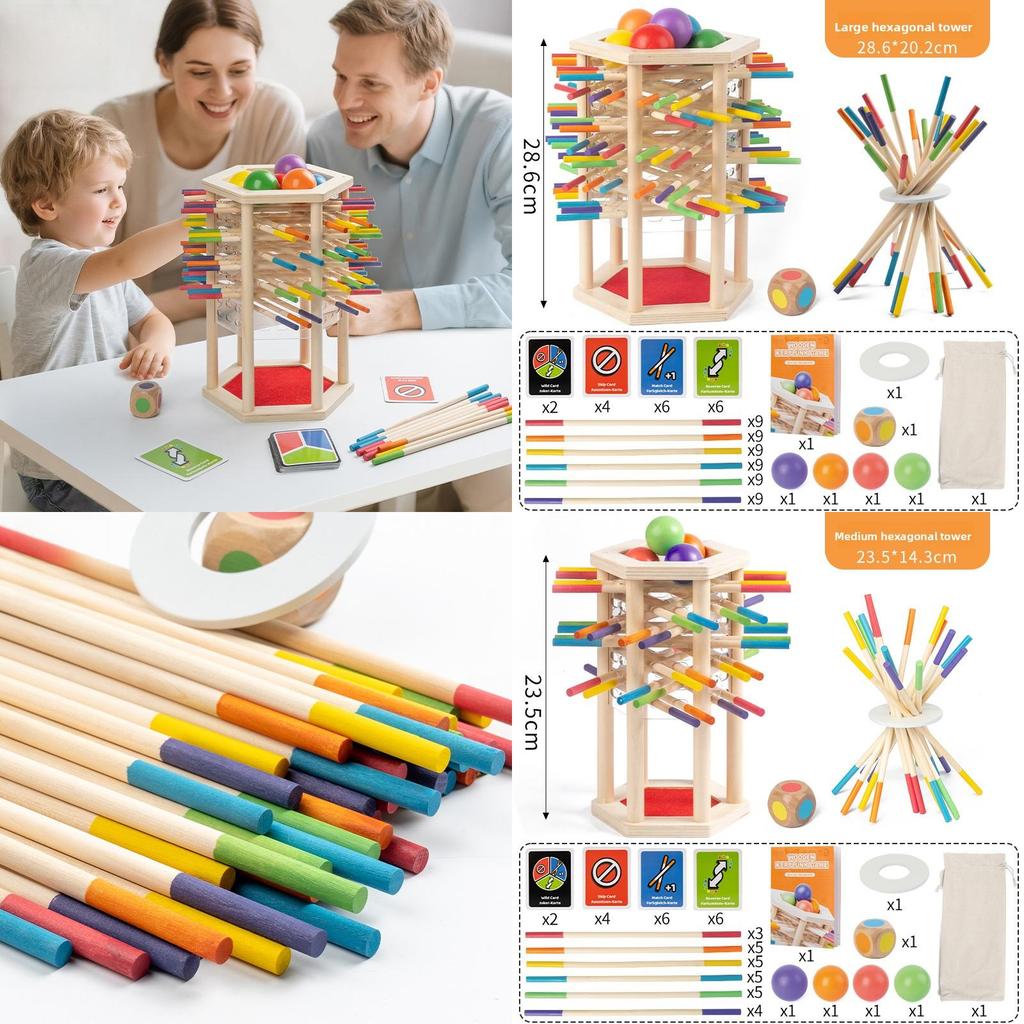 Baby Wooden Toys Puzzle Tower Balance Game For Toddlers Learning And Stacking