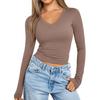 2025 Women's V-Neck Slim Fit Long-Sleeve Milk Silk Base Layer Shirt