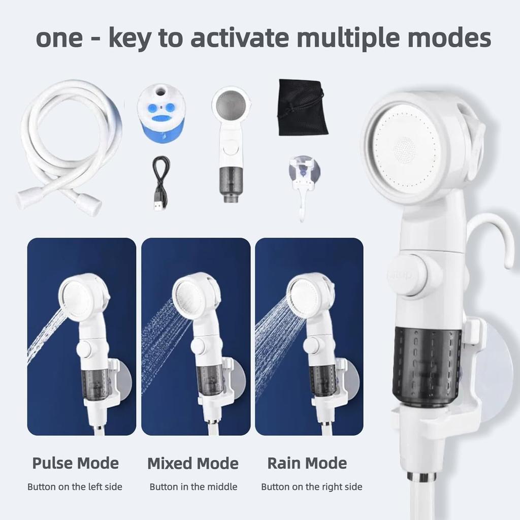 Upgraded Portable Camping Shower Pump Rechargeable 4000mAh Digital Display Electric Shower Beach Dormitory with Hose And Hook
