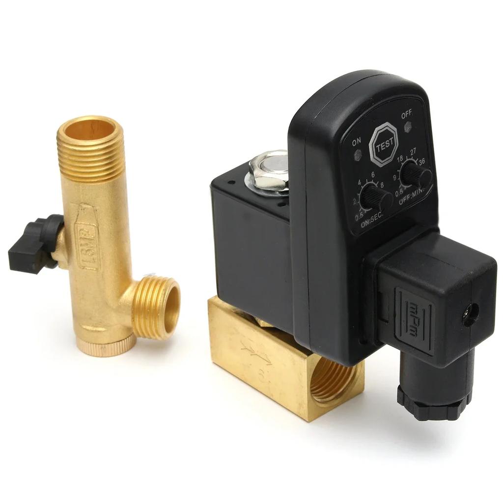 1pc 1/2" Drain Valve Electronic Timed Air Compressor Gas Tank Automatic 2-way Drain Valves For Filters Air Cylinders