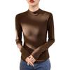 Women's Wool Blend Shirt with Half-High Collar & Long Sleeves - 2024 Autumn/Winter Style, Versatile for Layering