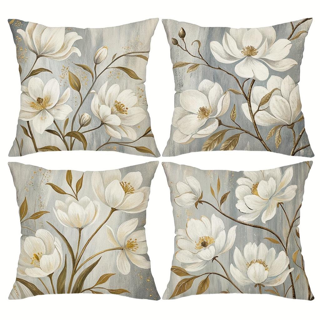 Refined Light - Toned Floral Pillow CoversLiving Room Sofa Cushion Cover, Soft and Comfortable, Bedroom Room Decoration