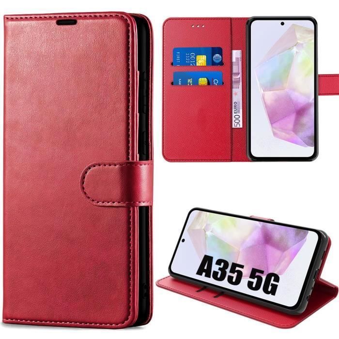 Coque de protection - PROSHOP - pour Samsung Galaxy A35 5G - Antichoc - Cuir Synthétique - Rouge