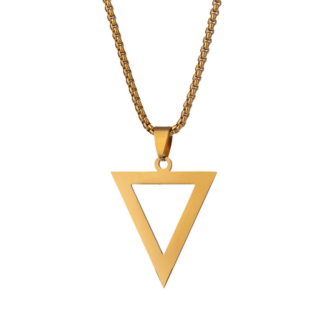 TOHM Unisex Minimalist Geometric Pendant Necklace - Titanium Steel Triangle Design