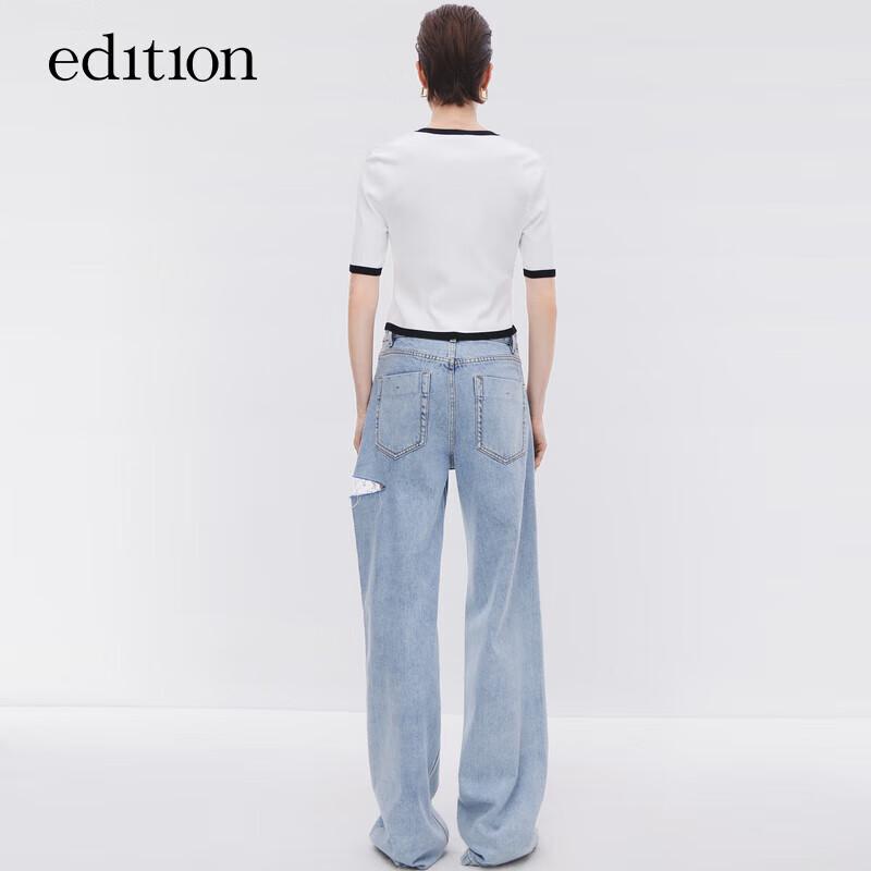 Women's Vintage U-Neck Knit Short Sleeve Top