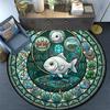 Aquatic Kingdom Glass Round Area Rug Under Office Chairs Bedroom Living Room Home Decor