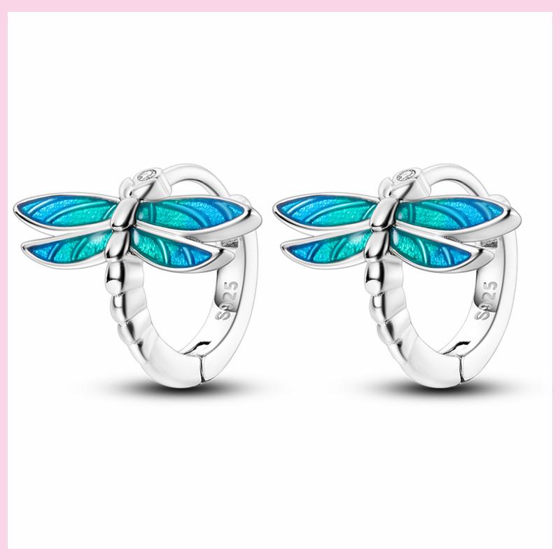 New 925 Silver Chameleon Unicorn Cute Stud Earrings Zircon Blue Eyes Flower Small Earrings For Women Girls Lovely Jewelry Gift