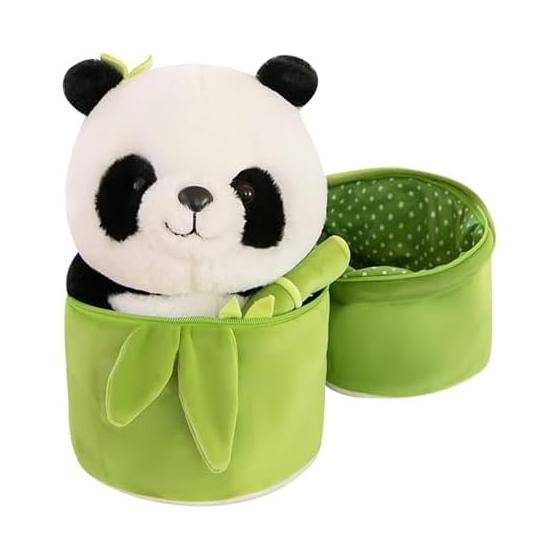 TOMMYFIELD Panda Plush Hugging Pillow Bamboo Tube Cushion Doll Figurine Celebration Present (25cm) [Parallel Import]