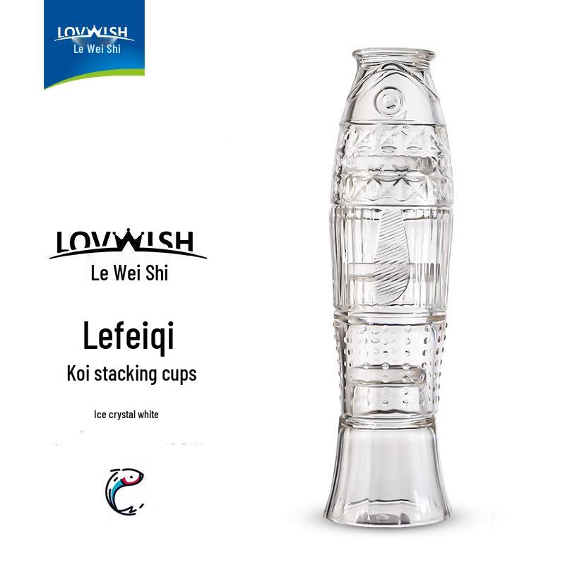 Набор чайных чашек LeWeishi Карп год за годом - Штабелируемые стеклянные чашки с рисунком карпа LeFei Koi Cup прозрачный