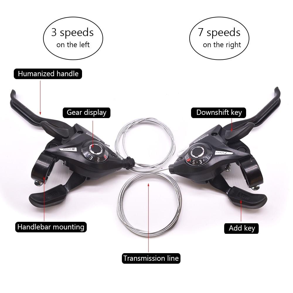 3x7 21 Speed Bicycle Shifter Brake Mountain Bike Riding Cycling Disc Brake Levers with Shift Cable