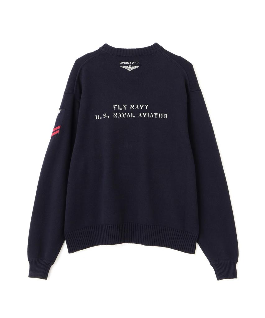 AVIREX NAVAL CREWNECK KNIT SWEATER XL 783-3932006 Navy