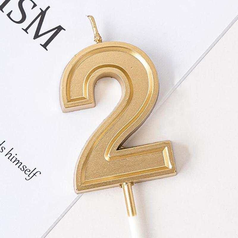 Golden Birthday Candles 0-9 Digital Cake Topper Number Wedding Cakes Dessert Decor Party Supplies Accessories