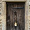 Antique Entry Door Bells Accent with Metal Tone Finish and Hanging Faux Leather Rope for Porch Decors, Hallway Styling and Shops