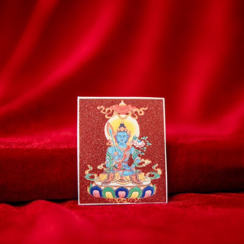 Tibetan Eight Protectors Cinnabar Mineral Sand Thangka Painting Core 4X5 - Birth Year Buddha