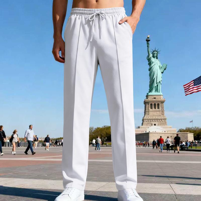Men Casual Loose Straight Oversize Long Sports Trousers S