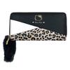 San Art Sanrio Leopard Print Three-Leather Wallet, Round Purse, Black, KT-4992-BK