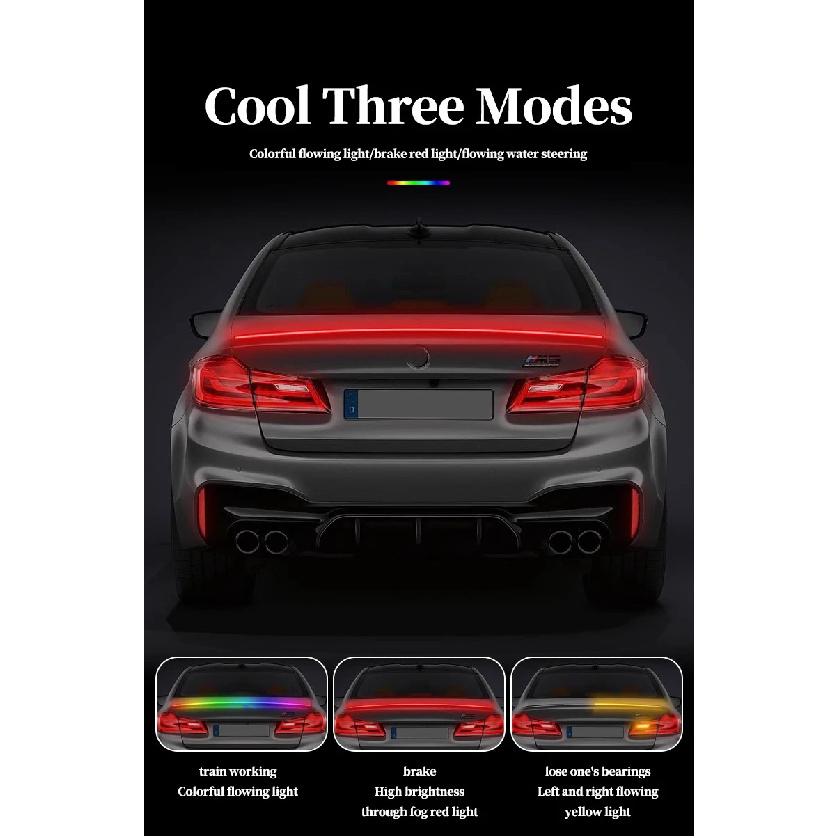 New Car Carbon Fiber Tail Light Modified Trunk Tail Light, Turn Signal Brake Light, Universal LED Iridescent Flow Light