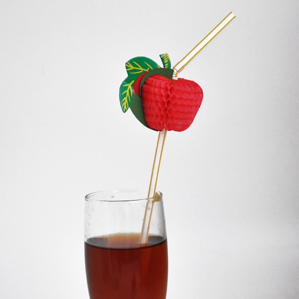 50Pcs Fruit Disposable Drinking Straw Wedding Birthday Party Decoration Favors AVE