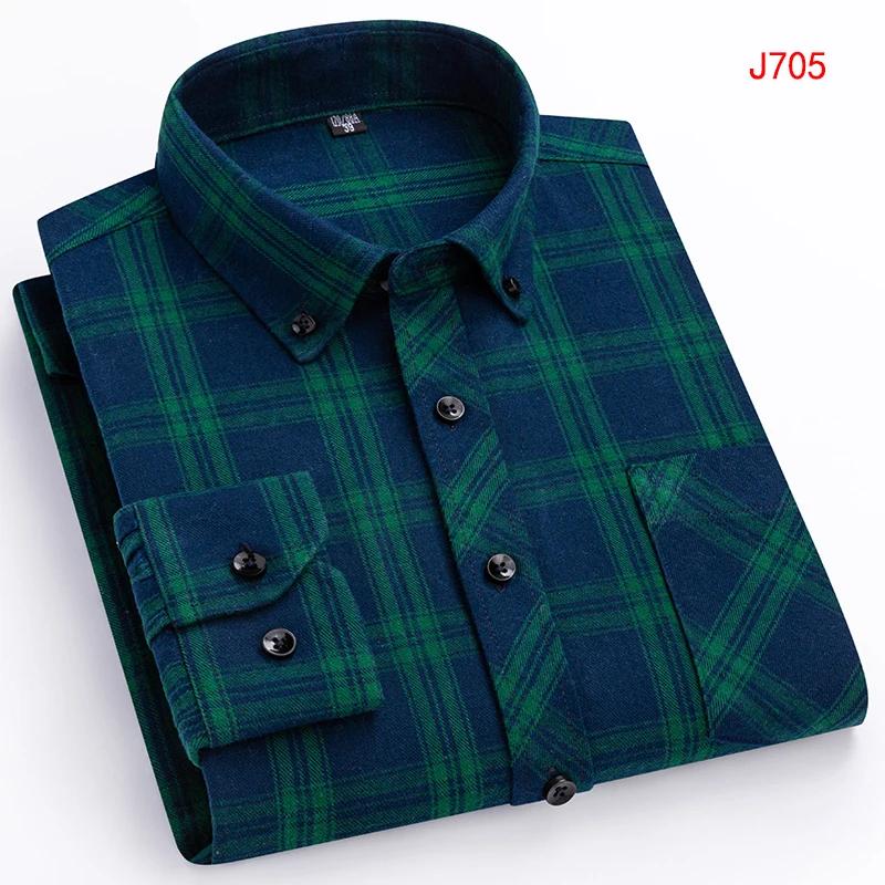 New Autumn Winter Fashion Men Casual Flannel Plaid Long Sleeve Shirts S-8XL Regular Fit Pocket Businessman Dress Shirts Daily