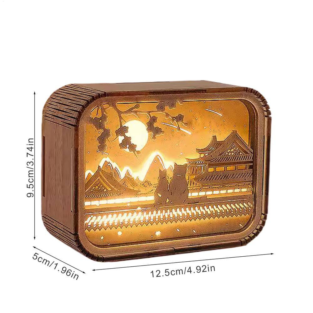 

Wooden Puzzles Bedside Lamp Wooden Puzzles LED Night Light Wood Carved Table Lamp With Fascinating Light And Shadow Effect For