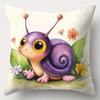 4Pcs Garden Snail Style Pillow Covers, Double-Sided Printed Cushion Cases, Playful Home Decor For Kids Bedroom Living Room