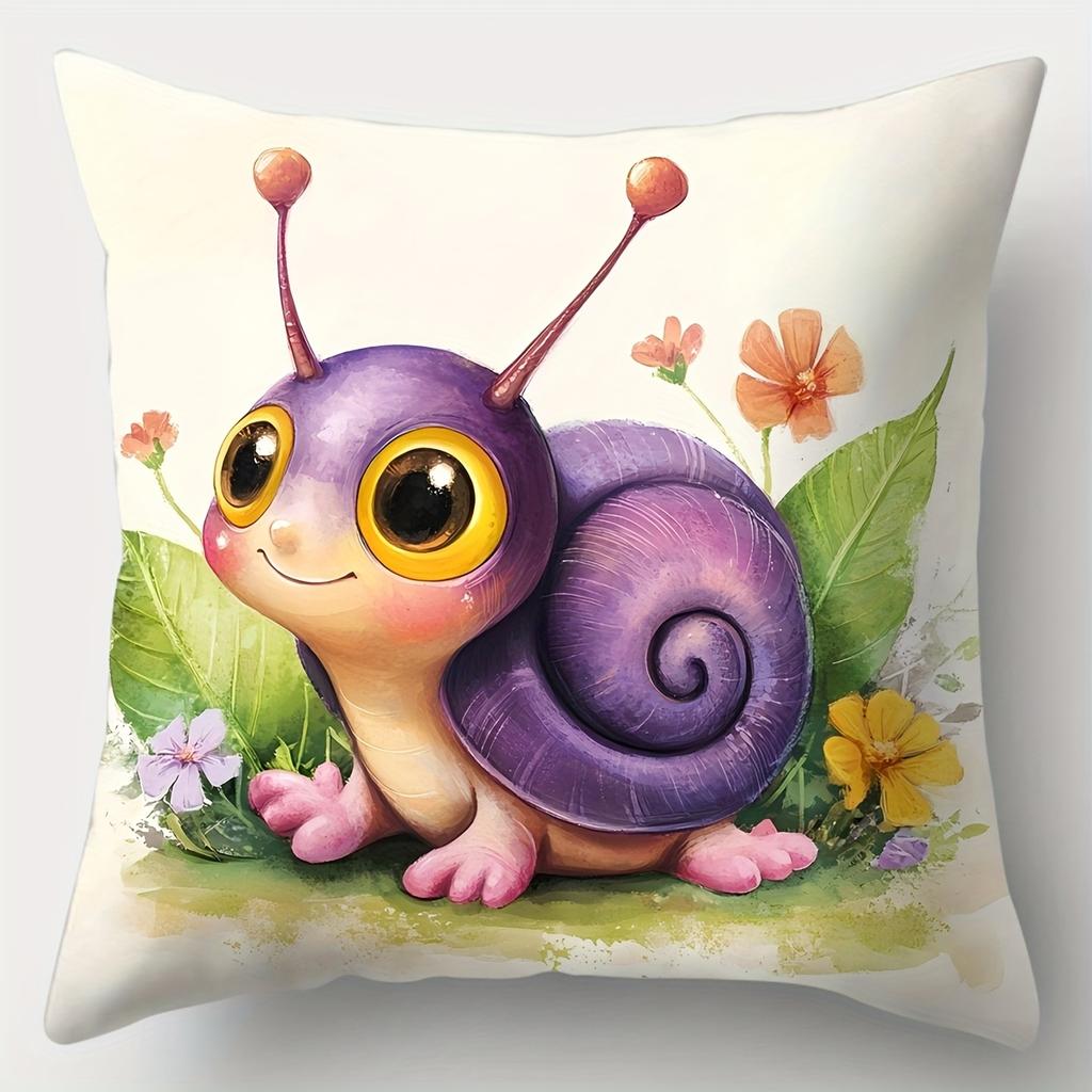 4Pcs Garden Snail Style Pillow Covers, Double-Sided Printed Cushion Cases, Playful Home Decor For Kids Bedroom Living Room