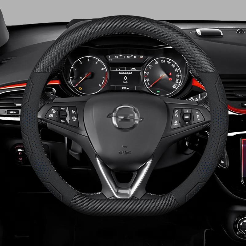 Opel OPCline ASTRA CORSA INSIGNIA MOKKA VECTRA GTC Tigra Carbon Fiber Suede Leather Car Steering Wheel Cover Auto Accessories