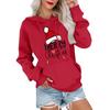 Women's Casual Comfortable Neck Hooded Long Sleeve Christmas Print Warm Sweatshirt